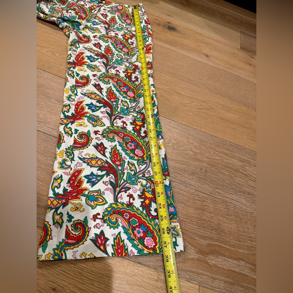 BODEN Ivory Paisley Wide Leg Pants Size 2-Petite 100% Linen Multicolor - Picture 9 of 11